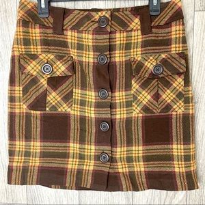 Loft brown plaid mini skirt